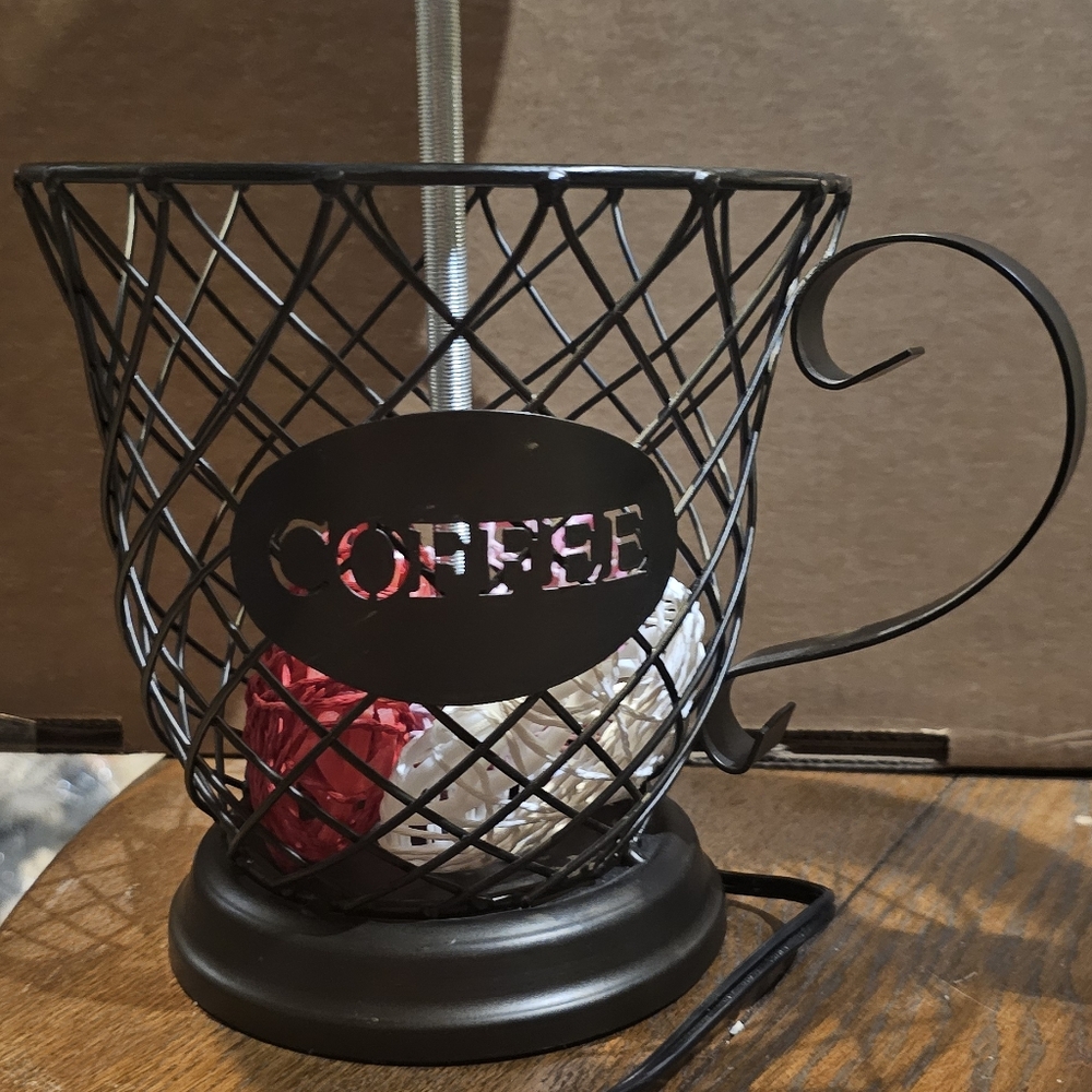 Antique Washed Black Coffee Cup Table Lamp- New Unique - Picture 6 of 7